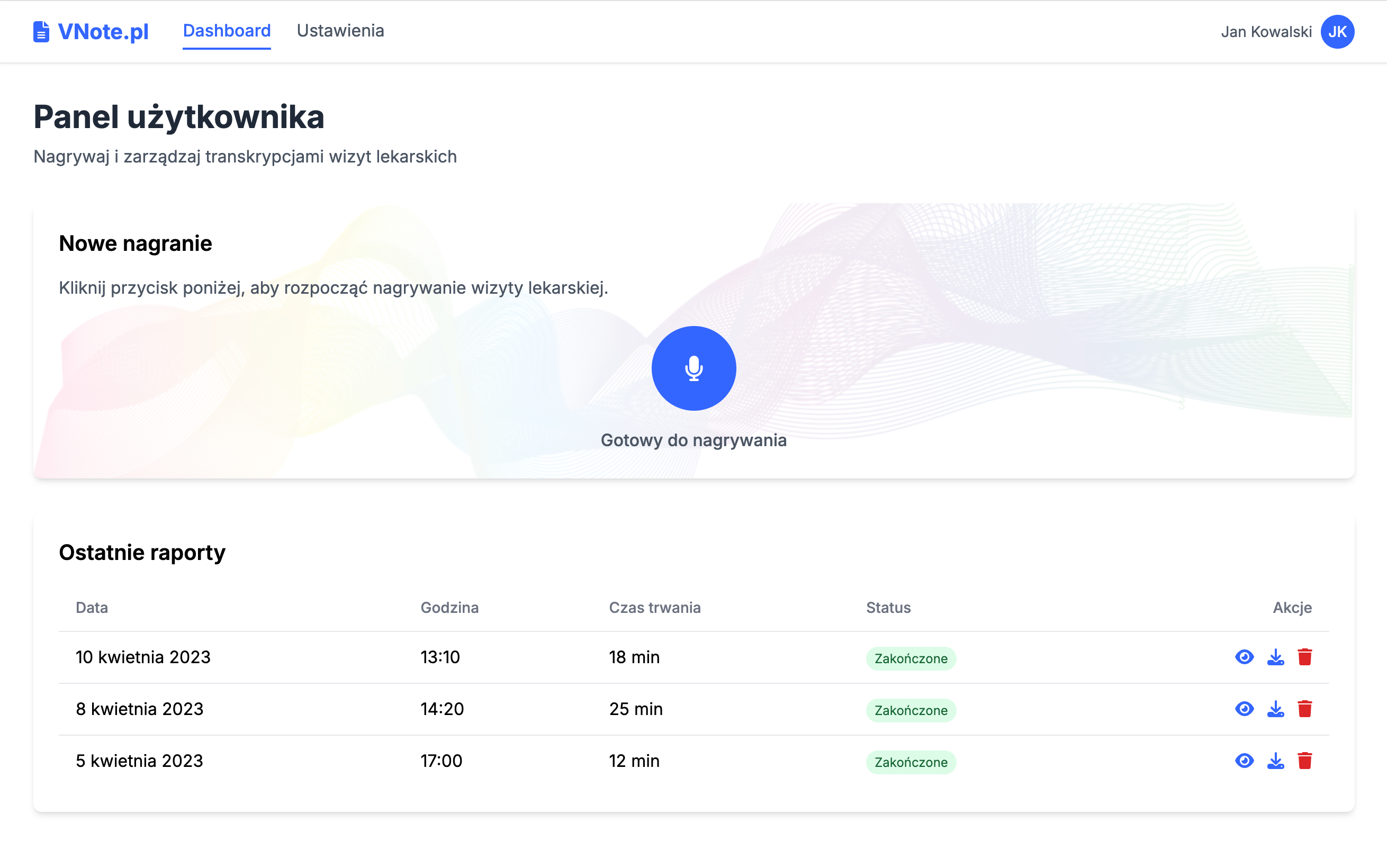 VNote - transkrypcja głosowa